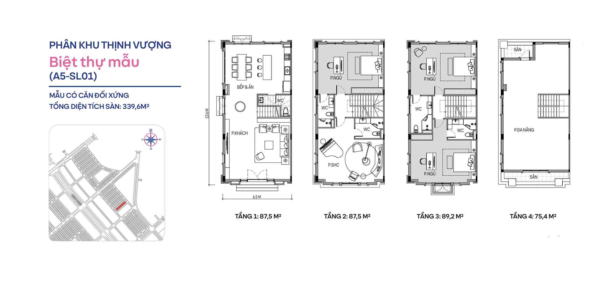 Mặt bằng thiết kế biệt thự song lập phân khu Thịnh Vượng Vinhomes Global Gate