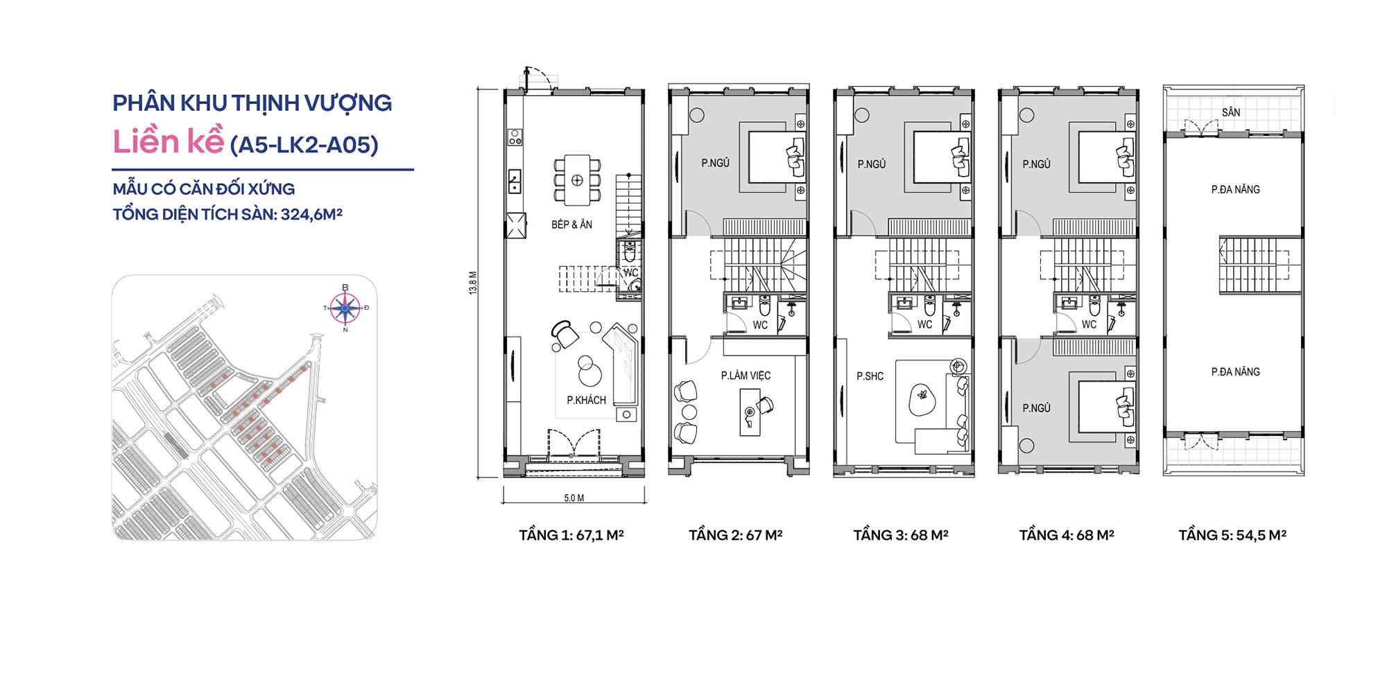 Mặt bằng thiết kế nhà phố liền kề phân khu Thịnh Vượng Vinhomes Global Gate