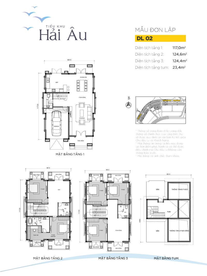 Mặt bằng biệt thự liền kề Hải Âu 2