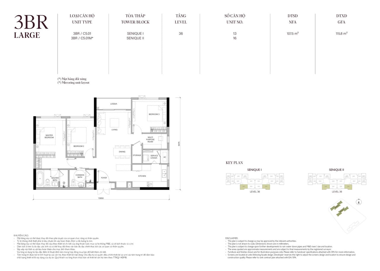 Căn hộ 3PNDiện tích 107M2