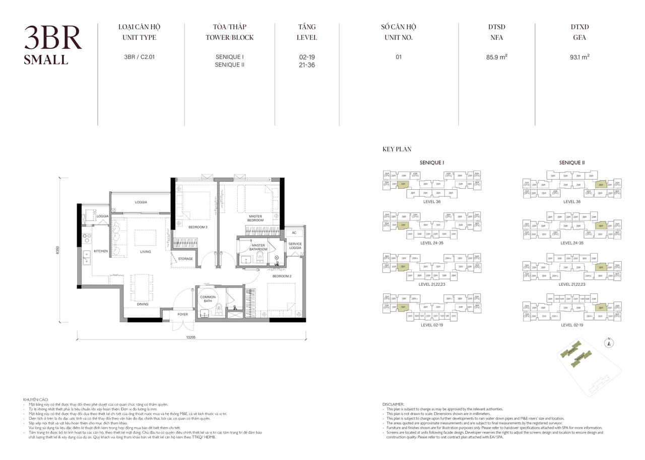 Căn hộ 3PNDiện tích 85M2