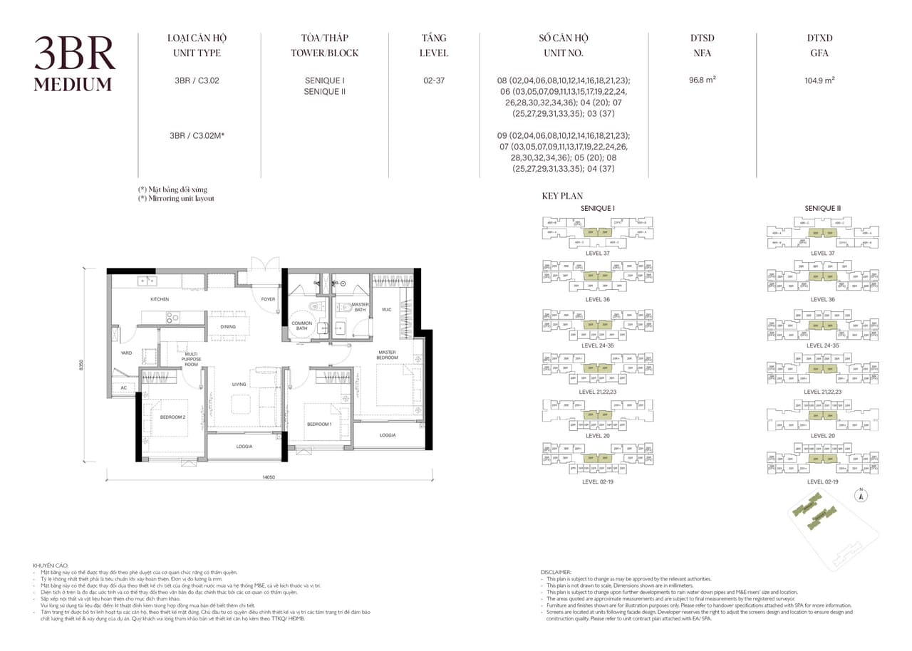 Căn hộ 3PNDiện tích 97M2