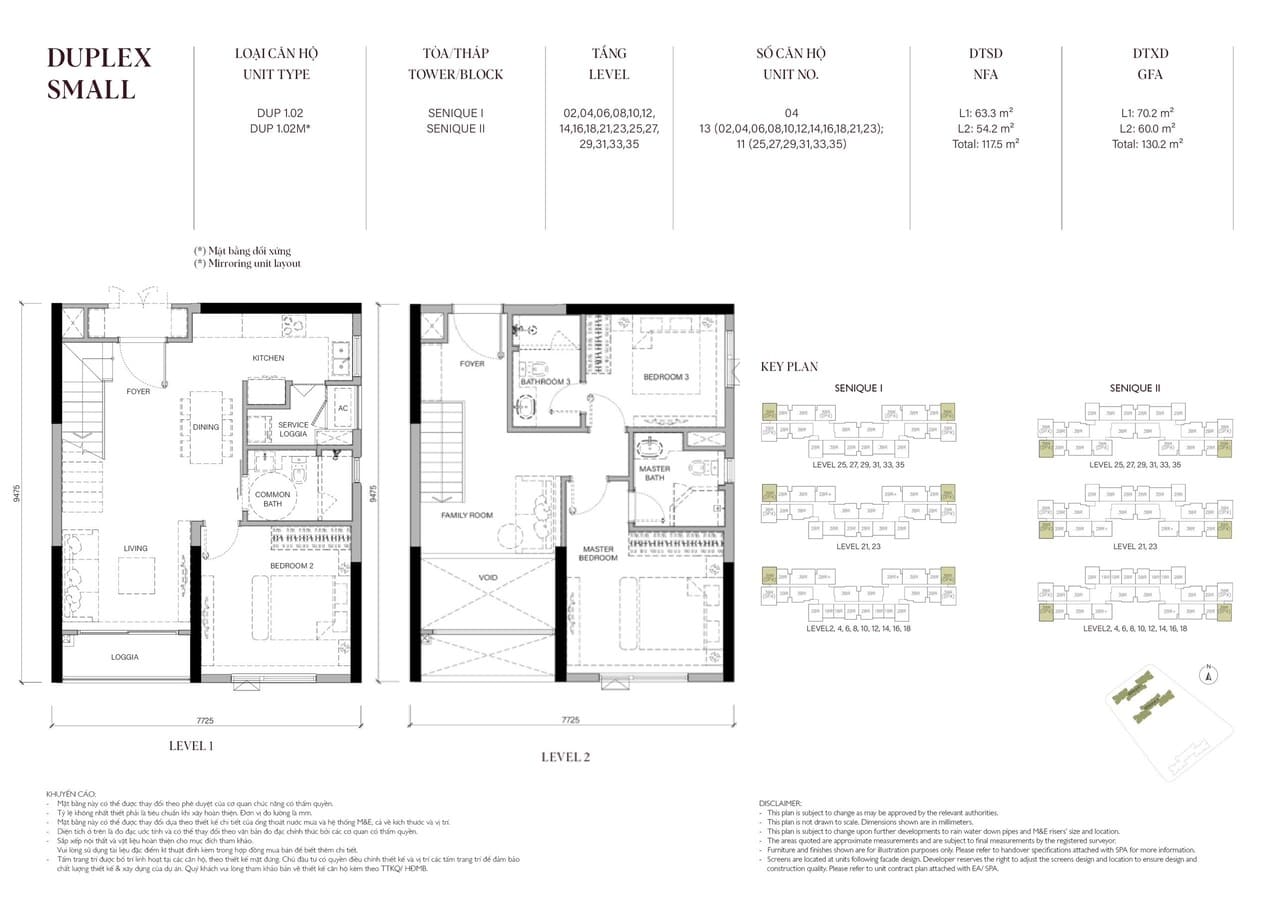 Căn hộ DUPLEXDiện tích 117M2