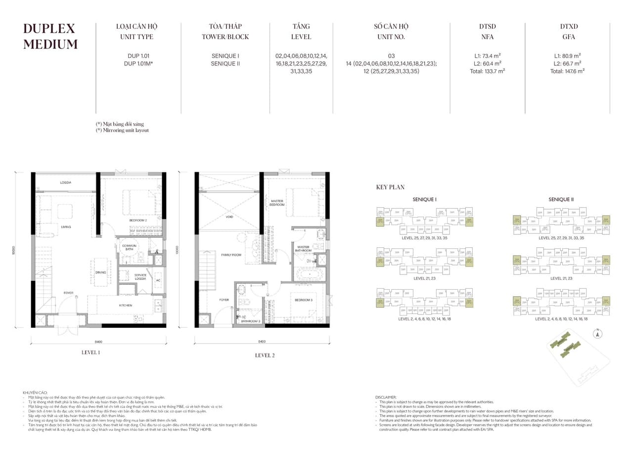 Căn hộ DUPLEXDiện tích 133M2