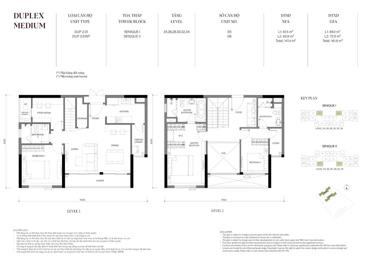 Căn hộ DUPLEXDiện tích 147M2