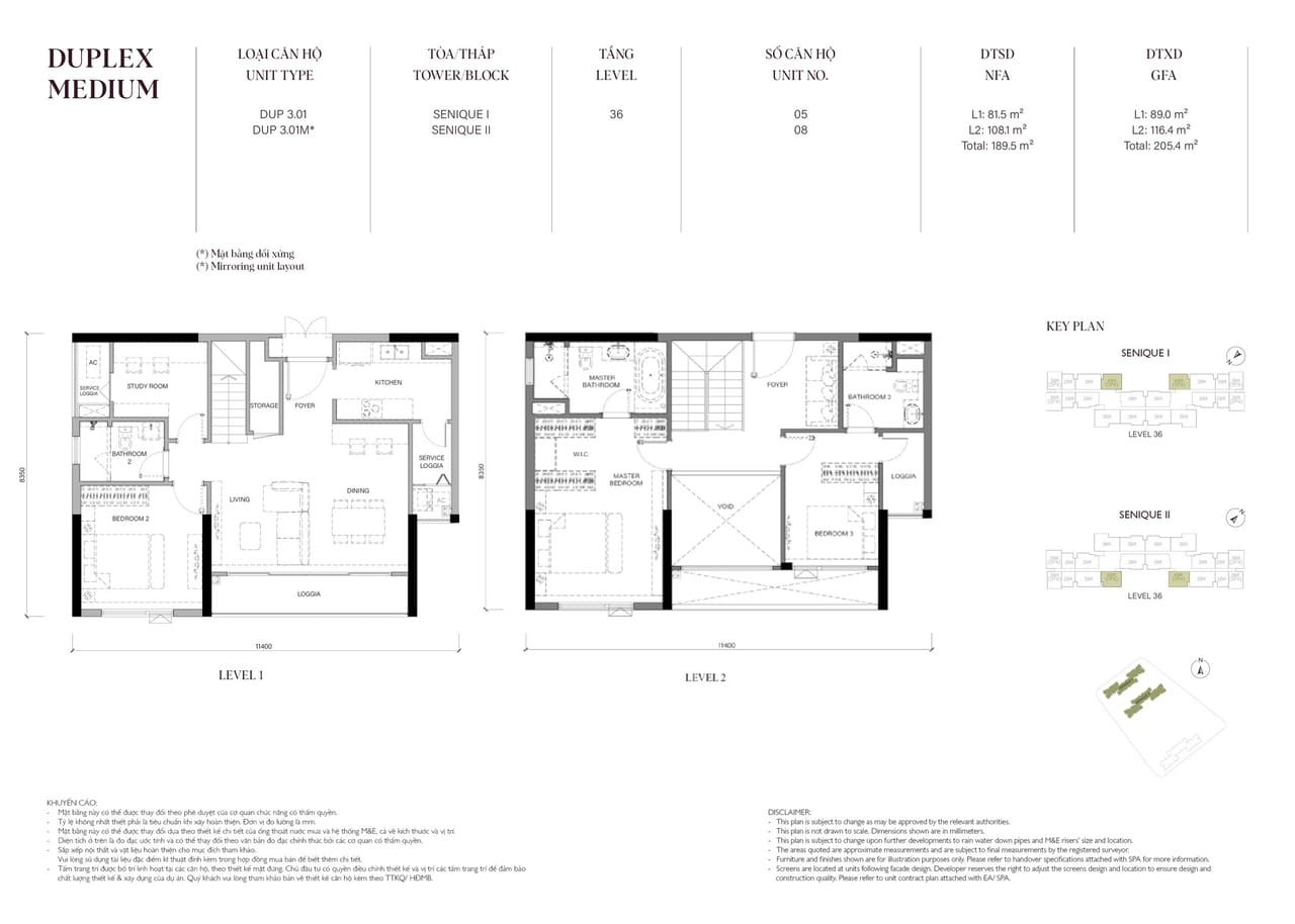 Căn hộ DUPLEXDiện tích 189M2