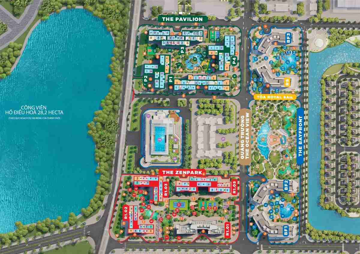 Mặt bằng phân khu The Zenpark Vinhomes Ocean Park