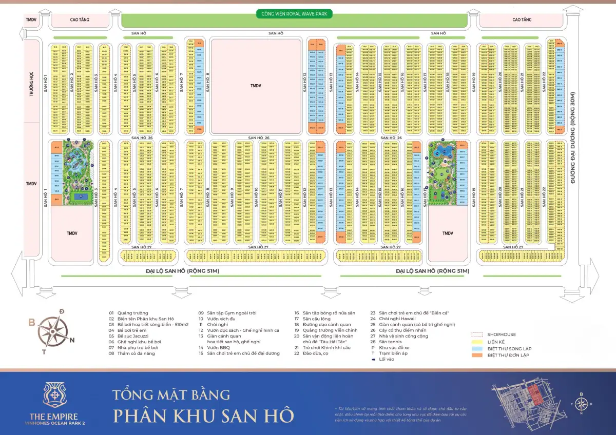 Mặt bằng phân khu San Hô Vinhomes Ocean Park 2