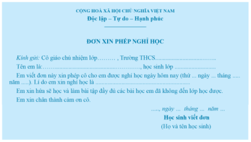 Đơn xin phép nghỉ học