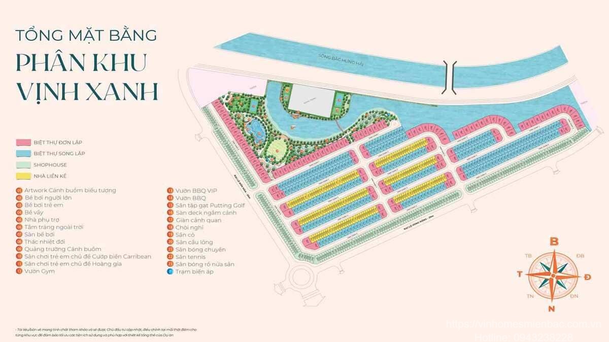 Mặt bằng phân khu Vinh Xanh Vinhomes Ocean Park 3