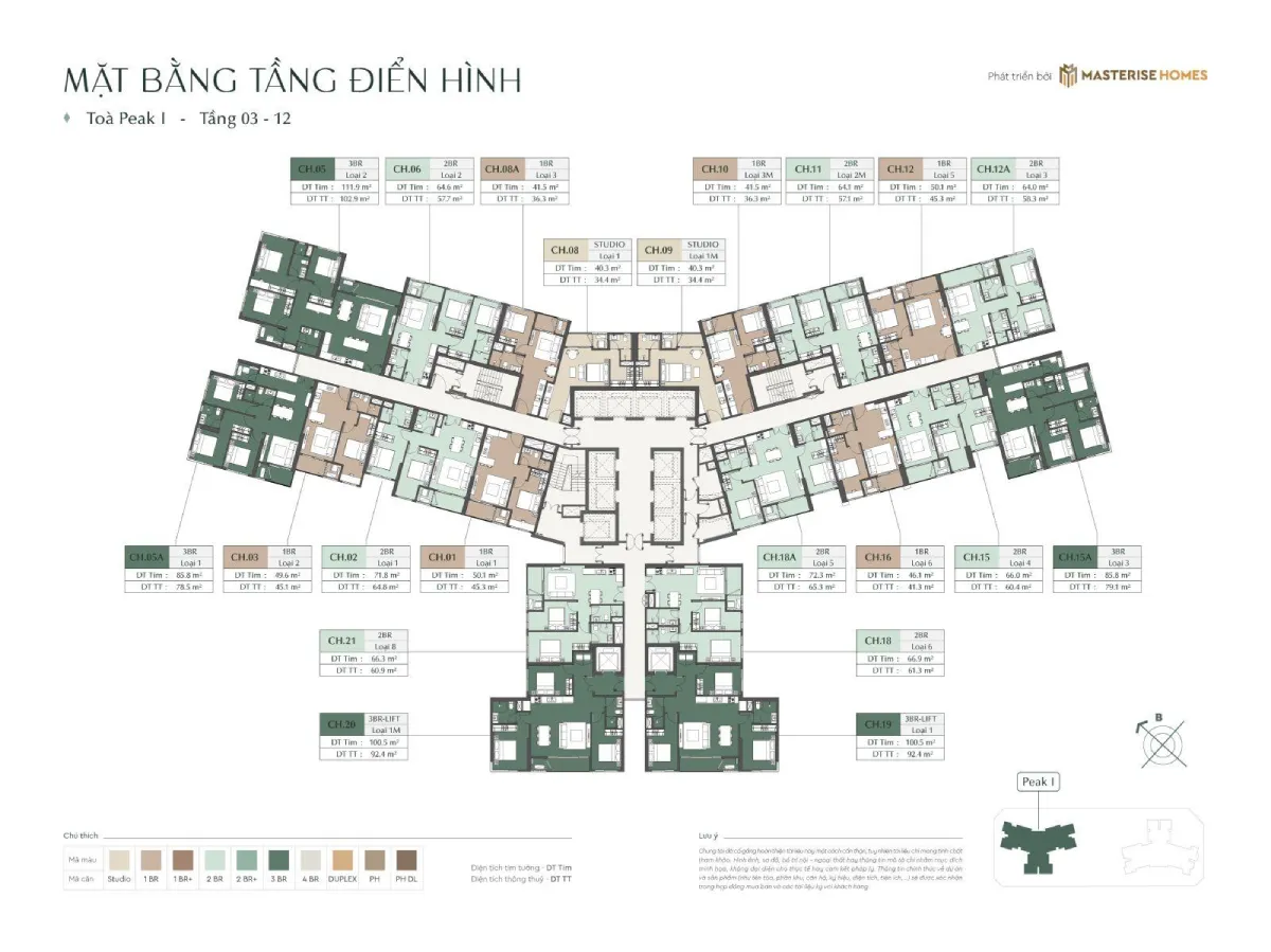 Mặt bằng căn hộ LUMIÈRE Essence Peak