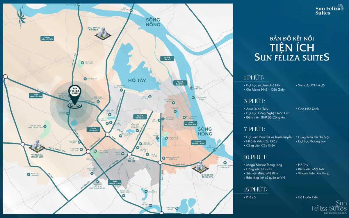 Vị trí Sun Feliza Suites Cầu Giấy