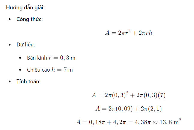 Diện tích toàn phần hình trụ
