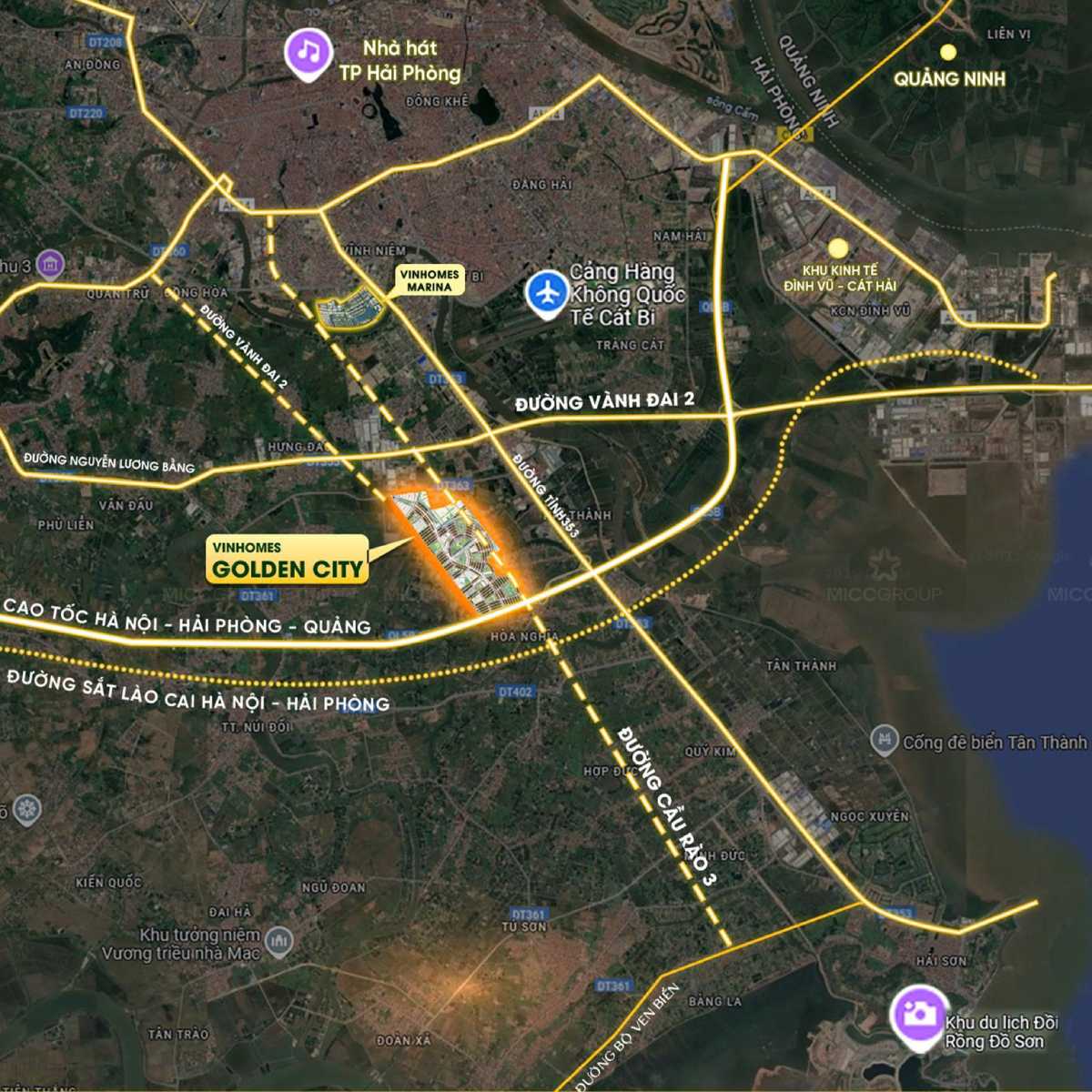 Tọa độ kết nối Vinhomes Golden City Dương Kinh