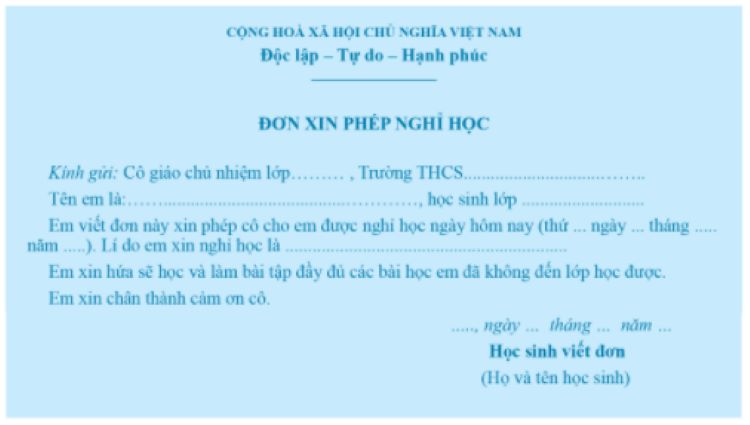 Đơn xin phép nghỉ học