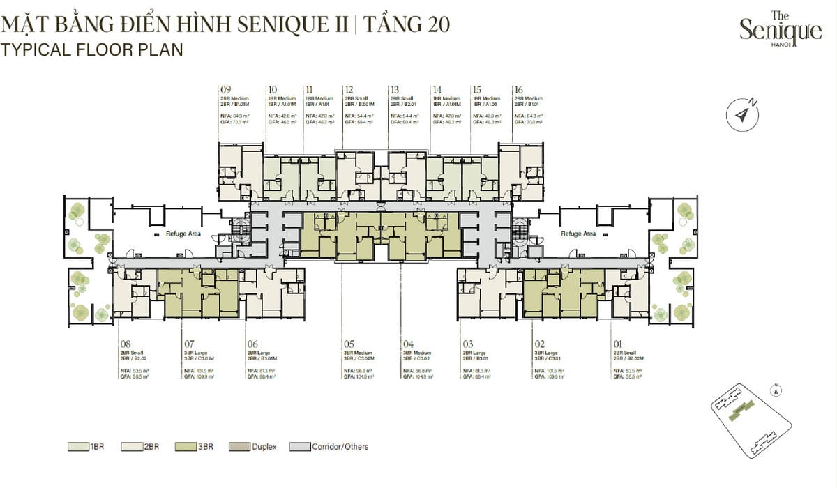 Mặt bằng tầng 20 The Senique 1 & 2