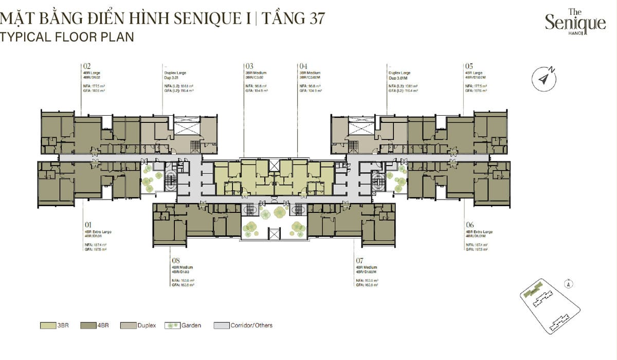 Mặt bằng tầng 37 - tầng Penthouse The Senique 1 & 2