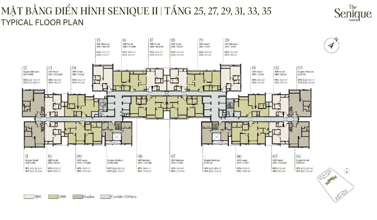 Mặt bằng tầng lẻ từ tầng 25 đến tầng 35 The Senique 1 & 2