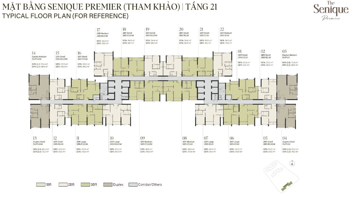 Mặt bằng tầng 21 The Senique Premier