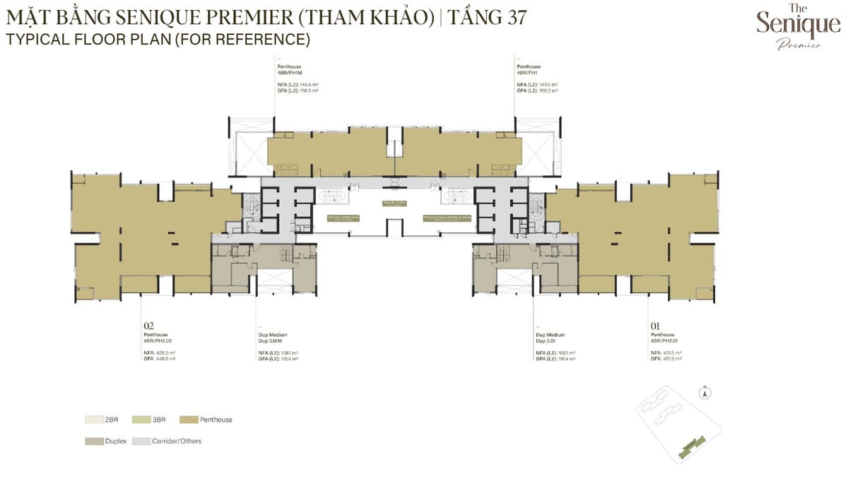 Mặt bằng tầng 37 - tầng Penthouse The Senique Premier