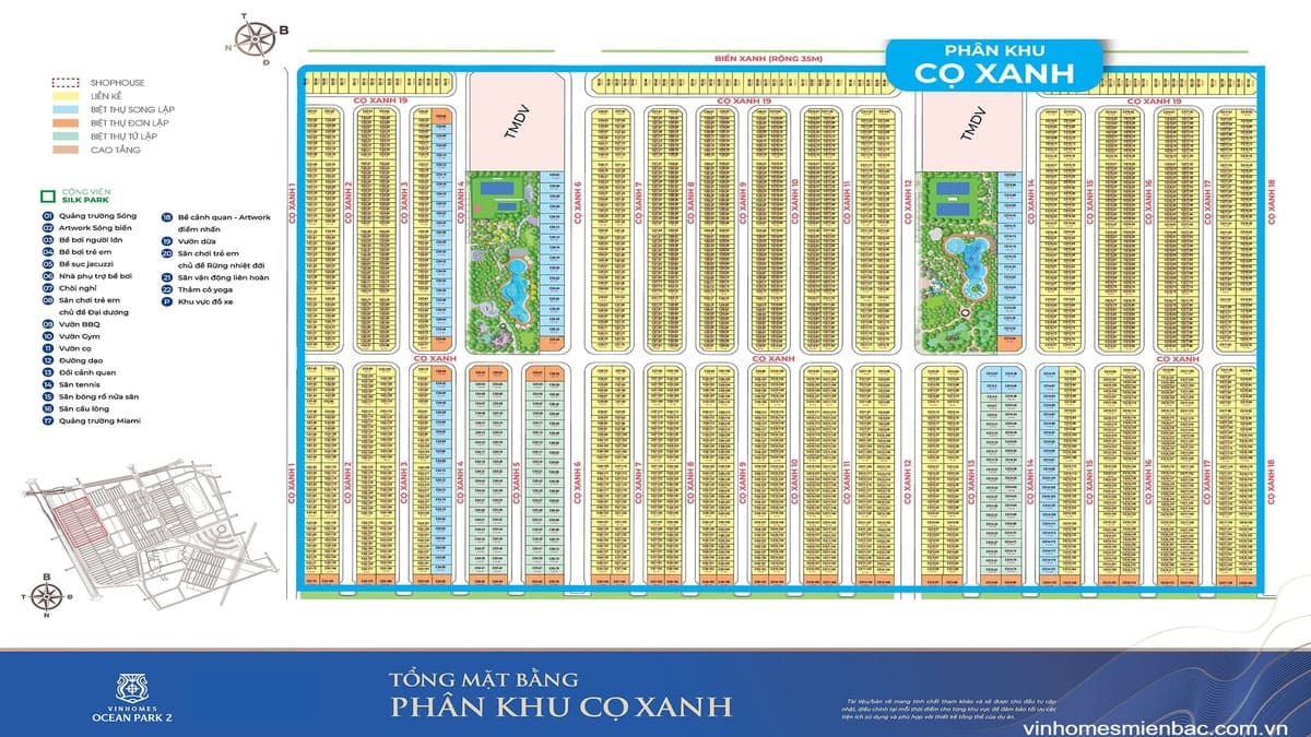 Mặt bằng phân khu Cọ Xanh Vinhomes Ocean Park 2